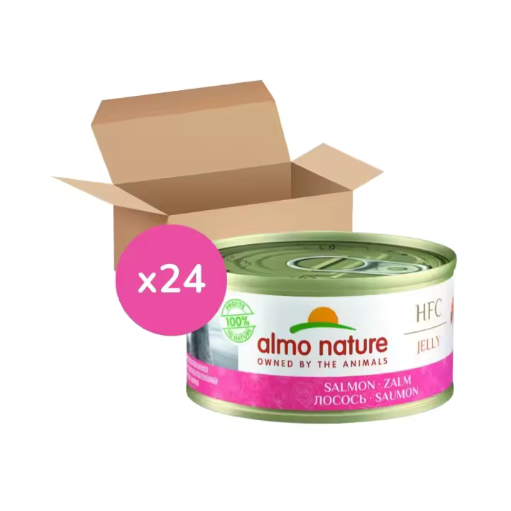 ALMO NATURE - HFC (Jelly) Gatos - Salmón en Gelatina (24x70 gr) - Alimento Húmedo Complementario para Gatos (a partir de un año) - 1