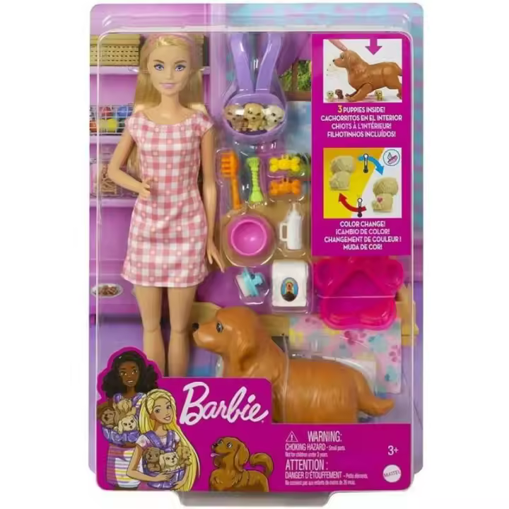 Barbie Muñeca con Mascotas Mamá Perro con Función de Parto de Mattel - 1