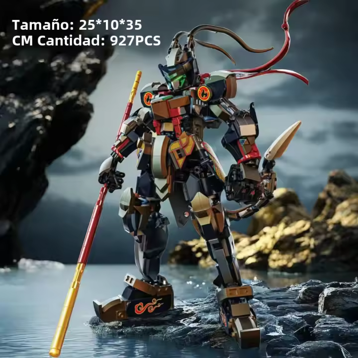 Set De Modelos Mecha Negro WUKONG Ojos De Fuego Dorados Bloques De Construcción Para Niños Y Adultos Regalo Festivo De Navidad Y Pascua - 1