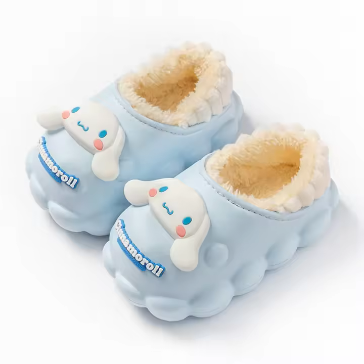 Zapatillas De Algodón Sanrio Kuromi Para Niños Estilo Moda Calientes Otoño Invierno Zapatos De Interior Para Niños Y Niñas Talla True - 1
