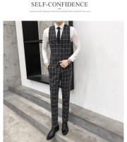 Nueva Moda Traje Tres Piezas Para Hombre Estilo Delgado Casual + Negocios Chaqueta + Pantalones Material Poliéster Adecuado Para Bodas Cuatro Estaciones - details 11