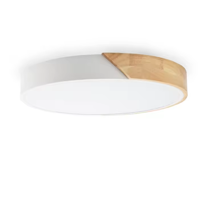 ALPINALUZ Plafón LED Circular Ø40cm, 30W, 3000LM, Metal y Madera Natural, Luz Seleccionable (3000K-4000K-6000K) - 1