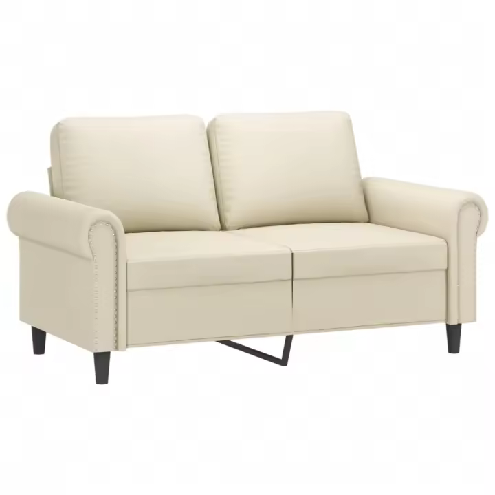 vidaXL Sofá de 2 plazas de cuero sintético color crema 120 cm - 1