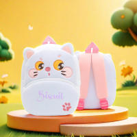 Mochila Grande De Peluche Con Diseño De Animal De Dibujos Animados: Abeja Gato Para Estudiantes Material De Tela De Lana Y Lining De Poliéster - details 2