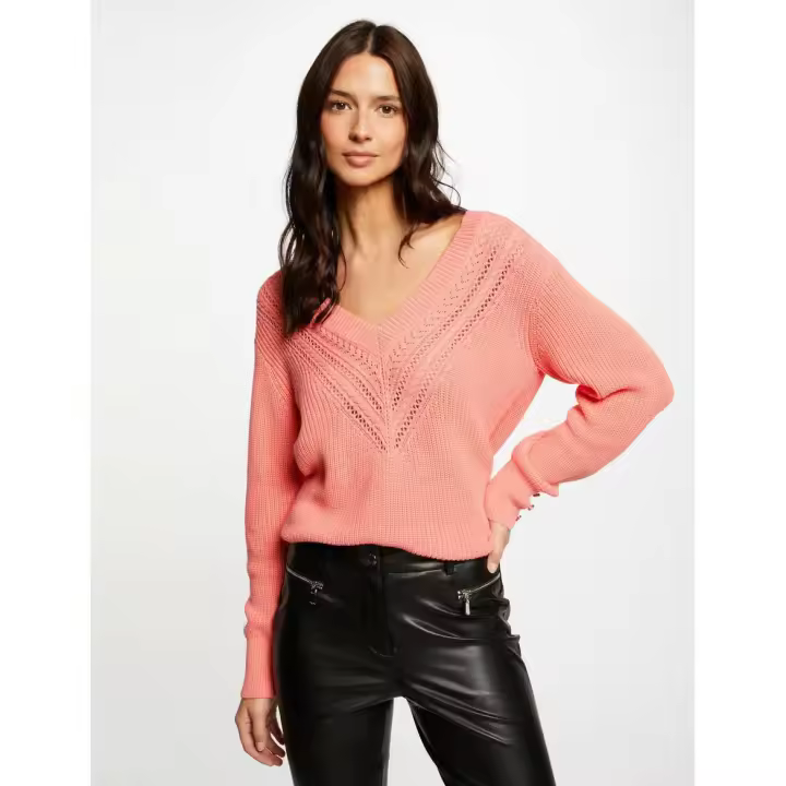 Jersey manga larga mujer MORGAN modelo MANOU rosa - 1
