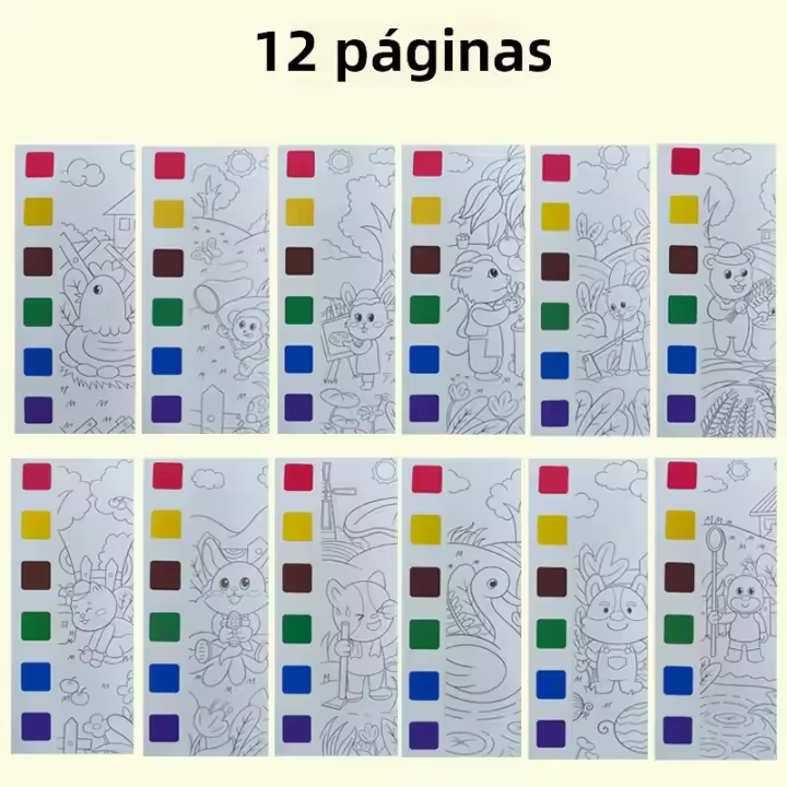 Libro De Coloreado Con Acuarela Para Niños De 12 Páginas Juguete Desarrollativo Para Regalos De Acción De Gracias Pascua Y Navidad - 1