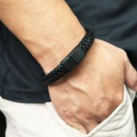 Pulsera De Cuero Retro Para Hombres Abierta Tamaños Múltiples Tejida Regalo Para Deportes Al Aire Libre Correa De Mano Simplicidad - details 0