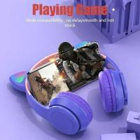 Auriculares De Juego Inalámbricos P47M Con Orejas De Gato Luminosas Y Micrófono Control LED Estéreo Para Teléfono Bluetooth Regalo - details 7