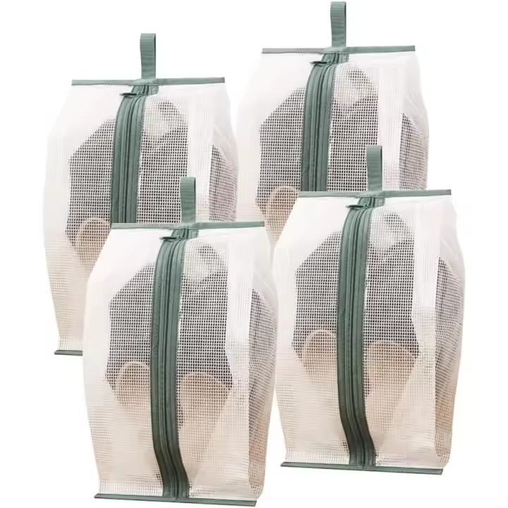 Bolsa impermeable para guardarse Zapatos, para uso diario, grande, plegable, transparente, con Cremallera Cuerda Y (4 unidades, verde) - 1