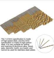 Juego de brocas HSS, 50 piezas Brocas helicoidales 1/1.5/2 / 2.5/3 mm Brocas de acero de alta velocidad Herramientas Brocas de titanio para madera Plástico Metal Aluminio Cobre - details 1