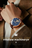 Reloj Mecánico Para Hombre OLEVS 6658 Con Fase Lunar Y Luminosidad Resistente Al Agua De Cuero Acero Inoxidable Y Dial Luminoso - details 0