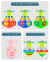 UFO Giratoria LED Para Niños Juguete De Luz Y Música Rotación Interactiva Regalo De Cumpleaños Divertido Juguetes De ABS - details 1