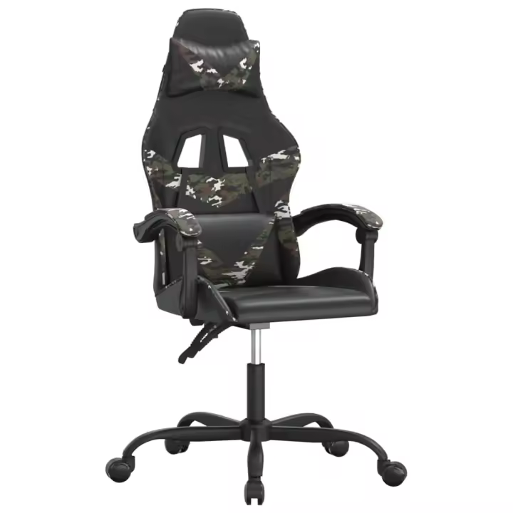 Silla Gaming giratory cuero sintético negro y camuflaje - 1