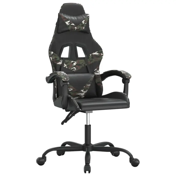 Silla Gaming giratory cuero sintético negro y camuflaje - 1