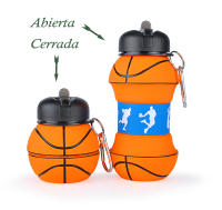 Botella de agua plegable para niños y niñas sin bpa. Cantimplora infantil para camping, personalizada con tu deporte. Balon de agua compacto para regalo barato y original. Pelota reutilizable de silicona para viaje, colegio, gimnasio, running... - details 3
