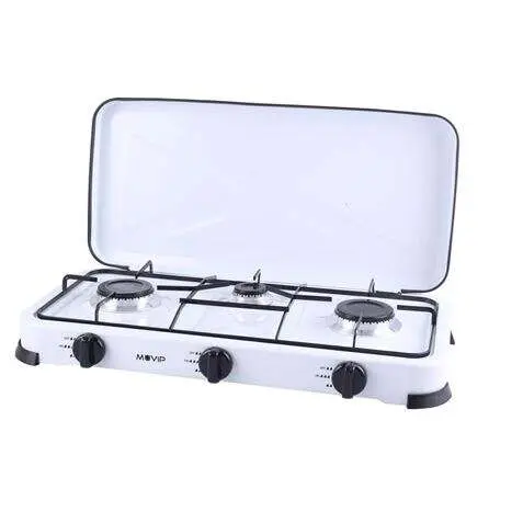Muvip cocina de gas 3 fuegos - encendido manual - rejillas extraibles - tapa protectora - 1
