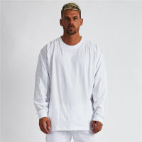 Camiseta De Manga Larga Para Hombre Suelta Y Oversize Estilo Hip Hop Fitness Ropa De Gimnasio Para Primavera Camiseta De Trabajo Casual De Algodón Con Estampado De Letras - details 9