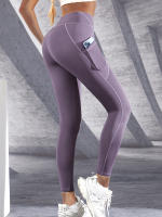 Leggings De Cintura Alta Para Mujer Con Bolsillos Pantalones De Yoga Elásticos Para Fitness Y Correr Talla Verdadera - details 1