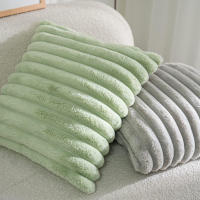 Funda De Cojín De Peluche De Conejo Falso Para Sofa Decoración De Interiores Tamaño 45x45cm Estilo Sólido Y Rayado Grueso Y Suave - details 17