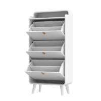 Mueble Zapatero con 3 compartimentos abatibles, Independiente, Organizador de Zapatos abatibles, Zona de entrada, Zapatero Estrecho con compartimento superior, 63*30*134cm, Blanco - details 11