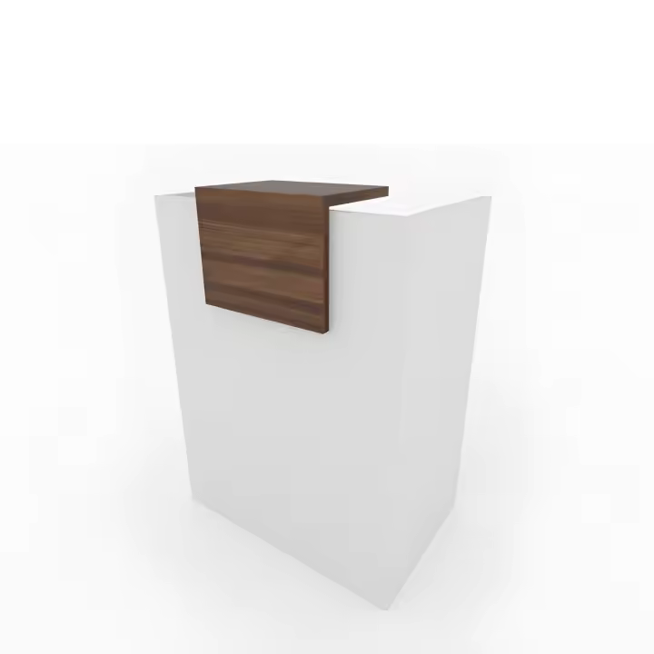 OFICIT Mostrador para Recepción de 80cm Blanco con Sobremostrador Color Nogal - 1