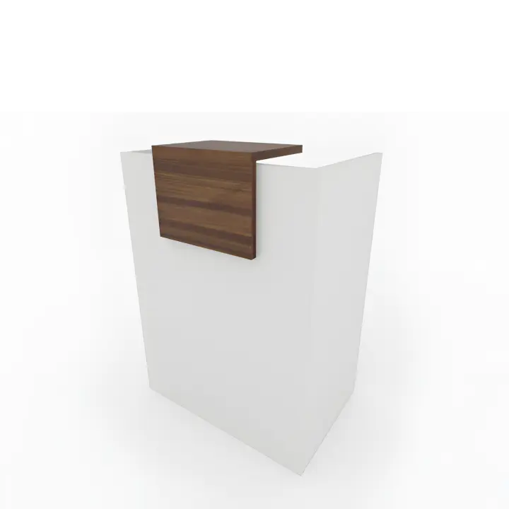 OFICIT Mostrador para Recepción de 80cm Blanco con Sobremostrador Color Nogal - 1