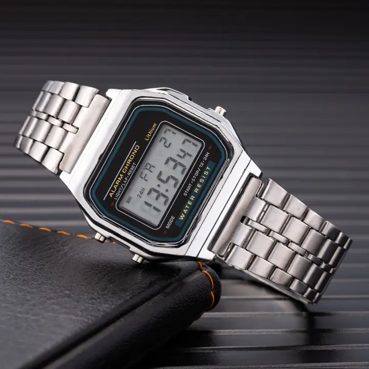 Reloj Digital De Lujo Para Hombre En Acero Inoxidable Dorado Y Plateado Estilo Business Moda Reloj Electrónico Resistente Al Choque - 1
