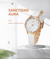 Reloj De Pulsera De Cuero Shengke Para Mujeres Moda Reloj De Bolsillo a Cuadros Resistente Al Agua Y Al Shock Blanco - details 0