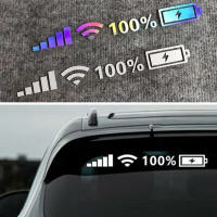 Pegatinas Reflectoras De Vinilo Para Coche Decales De Nivel De Batería Wifi Accesorios Decorativos Para Auto Divertido Sticker Para Decoración Del Interior Del Vehículo - details 0