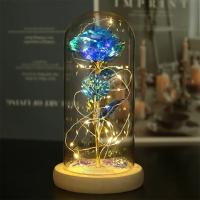 Rosa Eterna Artificial Con Cubierta De Vidrio Y Luz LED Decoración De Flores Para Bodas Y Días De San Valentín Regalo Para Madre - details 1