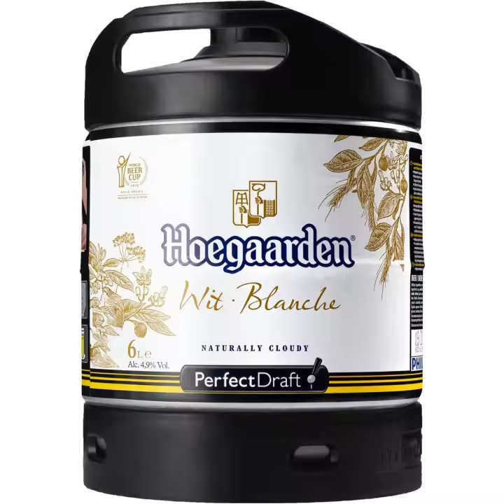 1 ud x Barril Hoegaarden Blanca 6L  Cerbeza Belga estilo Witbier/Trigo  sólo apto para usar en grifo Perfect Draft de Philips - 1