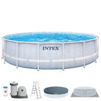 Piscina desmontable Chevron Prism Premium INTEX Redonda, Medidas 488x122cm, incluye parche de reparación, depuradora de cartucho, tapiz, cobertor y escalera de seguridad. Capacidad de 19.156L - details 0