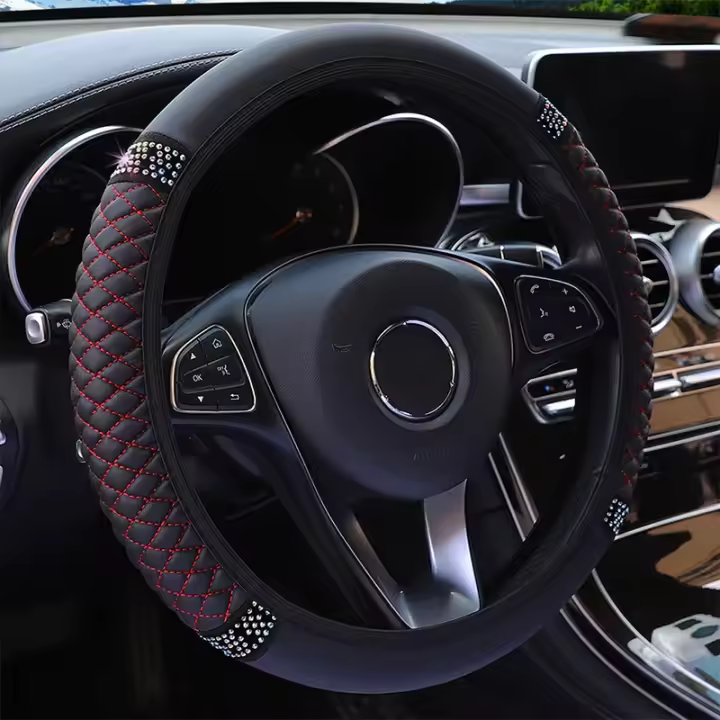 Cubierta De Volante De Coche Suave Con Trenzado Para 37-38 CM Antideslizante Con Anillo Interior Accesorio De Estilo Para Volante - 1