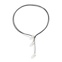 Collar De Cadena De Correa Negra Gótica Para Mujer Moda Ajustable Con Colgante De Perla Sintética Hecho a Mano Estilo Vintage - details 5