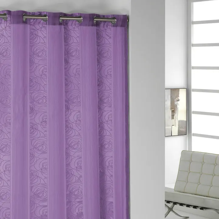 Llartextil Cortina Trazos Berenjena - Visillo Poliéster - 1