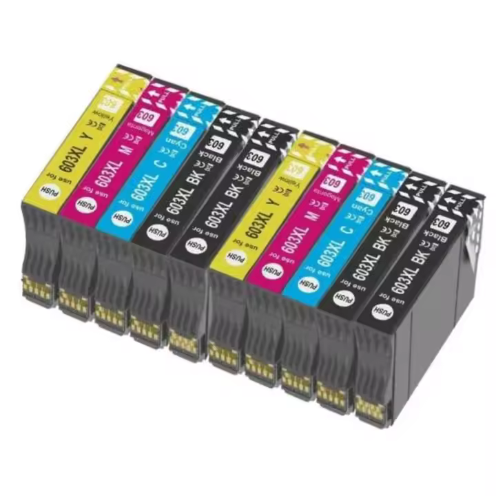 Pack 10 cartuchos Epson modelo 603xl compatibles para las siguientes impresoras: XP2100, XP2105, XP2150, XP2155, XP3100, XP3100, XP3105, XP3150, XP3155, XP4100, XP4100, XP4105, XP4150, XP4155, WF2810, WF2820, WF2830, WF2835, WF2840, WF2845, WF2850, WF2870 - 1