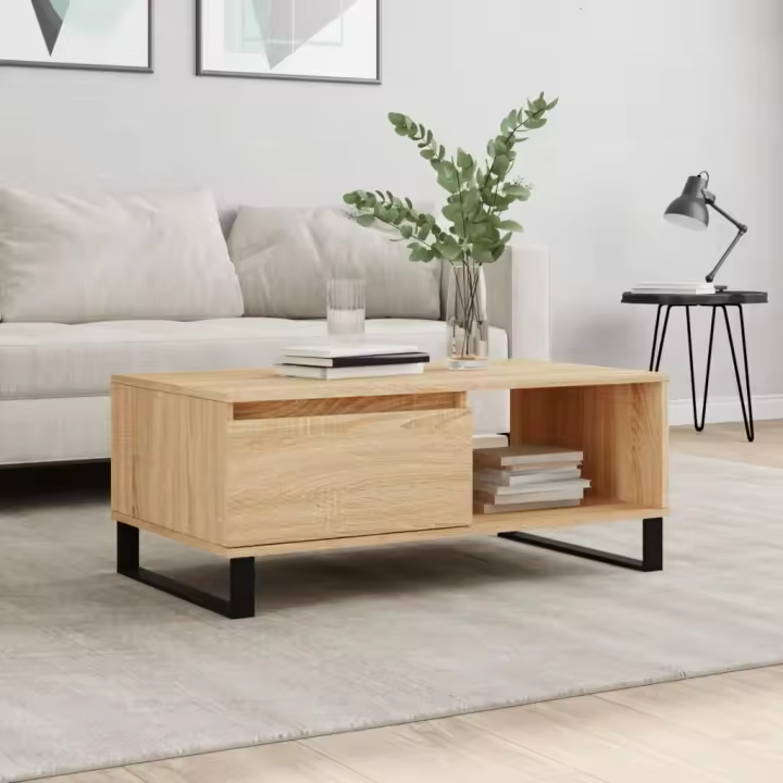 vidaXL Mesa de centro madera contrachapada roble Sonoma 90x50x36,5 cm - 1
