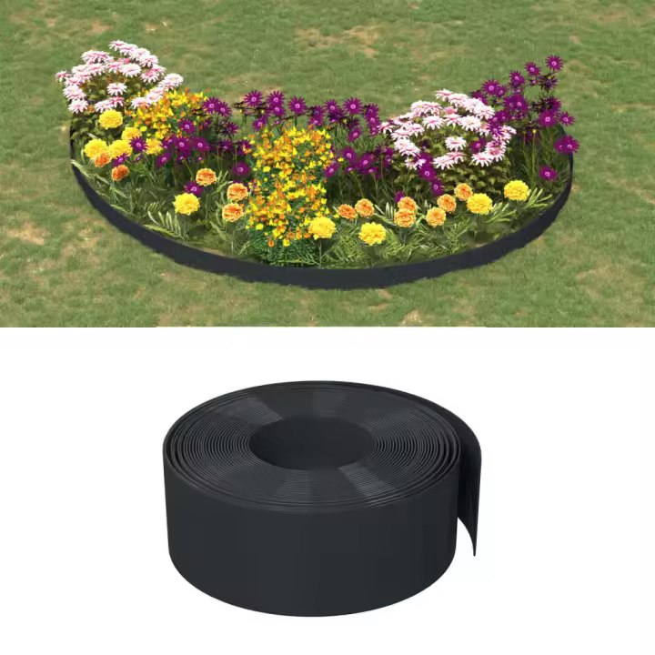 vidaXL Borduras de jardín 5 uds polietileno negro 10 m 20 cm - 1
