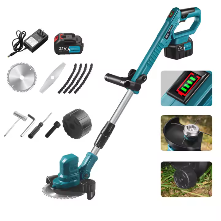 12000RPM Cortacésped eléctrico inalámbrico, 1500W cortadora plegable ajustable, herramientas eléctricas de corte eficiente para jardín, batería Makita de 18V - 1