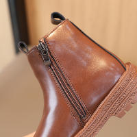 Botas Cortas Para Niños Y Niñas Estilo Británico Antideslizantes Con Cierre De Cremallera Lateral Material De Cuero Resistentes Al Desgaste Para Todas Las Estaciones - details 10