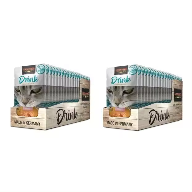 2 x Pack 20X40 Gr - Leonardo Drink & Care Beauty Sopa con Pollo en Sobres para Gatos - Alimento complementario para gatos adultos - Promueve la ingesta de líquidos y la salud y brillo del pelaje - 1
