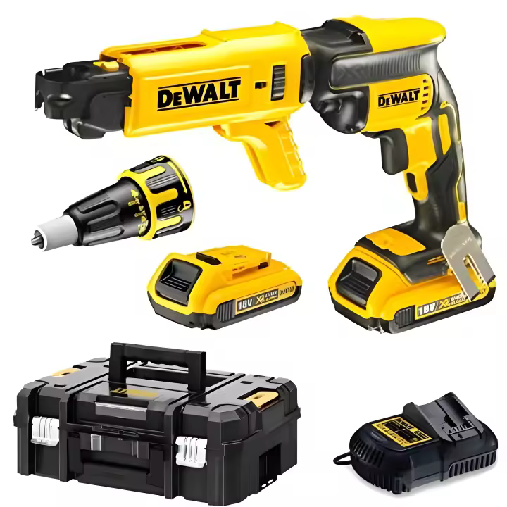 Dewalt Atornillador Panel Yeso 18V Sin Escobillas XR Li-Ion 2,0Ah + Cargador Rápido TSTAK - 1