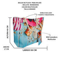 Kebedo Moda Bolso Grande de Viaje Multicolor para Mujer Bolsa de Playa Con Monedero Verano Vacaciones - details 0