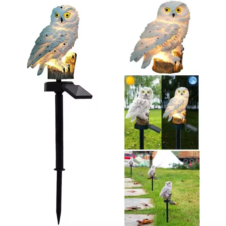 Lámpara Solar para Césped Búho Realista - Luz Solar Exterior Impermeable - 1