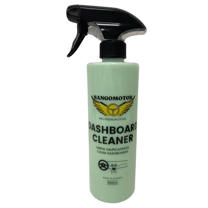 Limpiador Salpicadero  | Cuidado Profesional para Plásticos y Vinilos | Aroma Coche Nuevo | Fórmula Azul Claro y Biodegradable. Detailing SANGOMOTOR. 500ml - 1