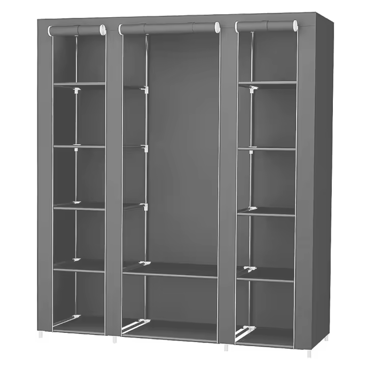 Armario DIY con varillas, armario de tela con puerta, armario textil, armario de tela, armario plegable, armario de camping - 1