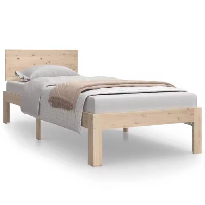 Estructura cama individual madera maciza pino blanco 90x190 cm - 1
