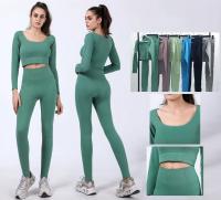 Conjunto de Yoga para Mujer - Ajuste Perfecto - Tops de Manga Larga - Pantalones de Yoga de Cintura Alta - Trajes Deportivos - 990 - details 1