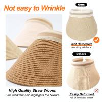 Sombrero de Paja de Verano para Mujer, Sombrero de Playa de Ala Ancha con Protección UV, Cómodo y Transpirable, Ajustable y Plegable, Ideal para Viajes y Aire Libre (Beige/Marrón/Blanco/Khaki) - details 2