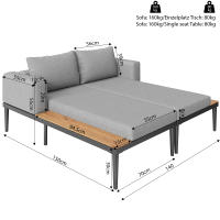 Tumbonas para Terrazas, tumbonas dobles, tumbonas de exterior, sofás Cama impermeable multifuncional, tumbonas Dobles con estantes, tumbonas para Terrazas, Jardines y Balcones - details 8